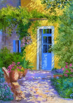 La porte bleue PROVENCE jardin Peinture à l'huile